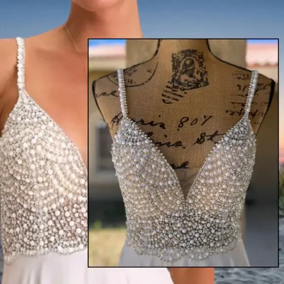 knee length dresses for ladies White Graduation Dress for Teens,Chiffon Long Homecoming Dress,HC00207, US6 / White